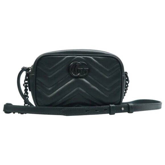 Gucci Handbags - 100% Authentic GUCCI GG Marmont Black Leather Shoulder Bag